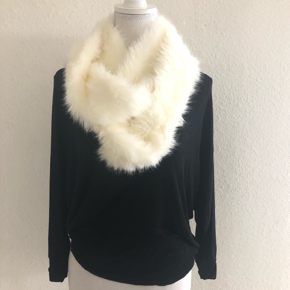 Cream Soft Cozy Fluffy Infinity Scarf - Picture 3 of 6